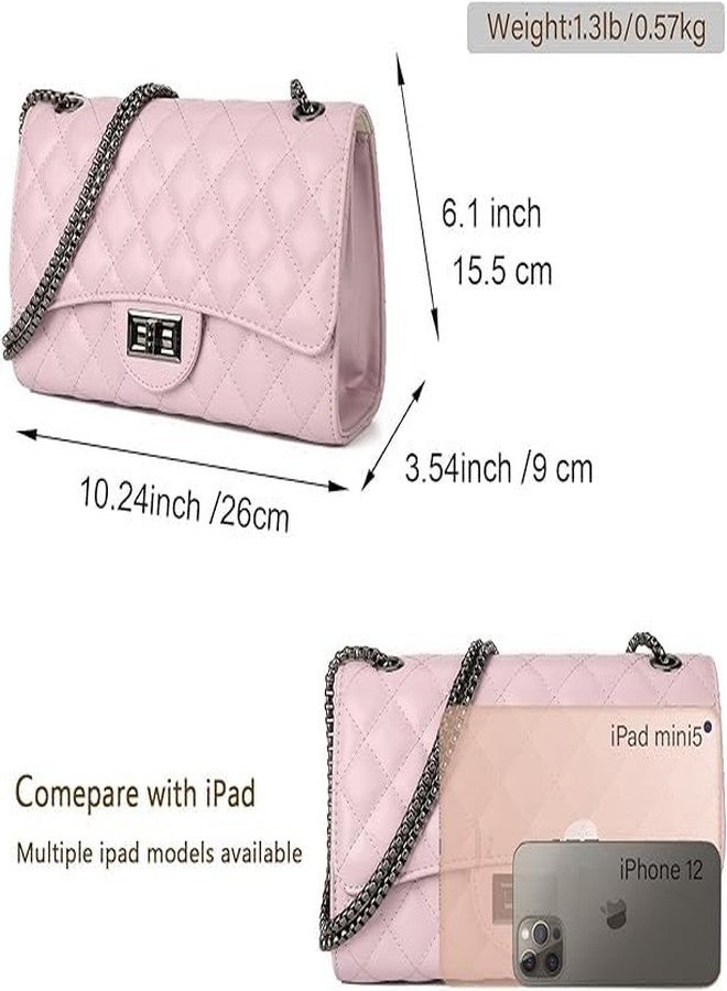 KRIFTY Quilted Crossbody Handbag with Chain Strap, Diamond Pattern, Metal Turn Lock For Women's/Girls (Purple) - Image 2